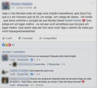 Pelo Facebook, amigos se despedem de garoto que morreu em acidente 