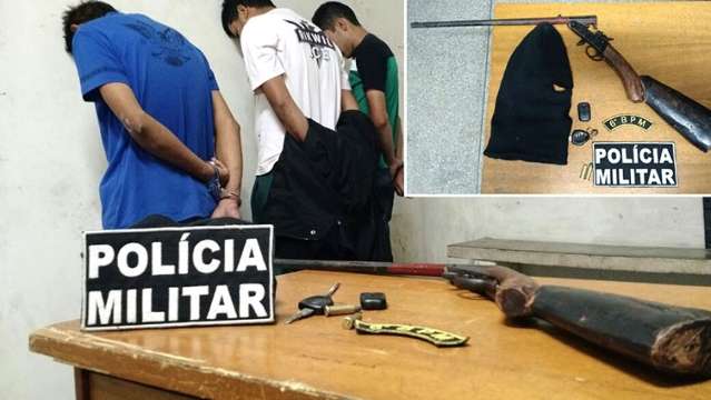 PM prende trio que portava espingarda e touca ninja 