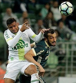 Edu Dracena (d), do Palmeiras, disputa lance com Reinaldo, da Chapecoense. (Foto: Daniel Teixeira/Estadão Conteúdo)