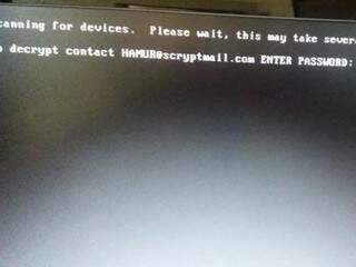 Após invasão, mensagem exigia senha para liberar servidor de empresa de MS. Código foi fornecido mediante pagamento. (Foto: Direto das Ruas)