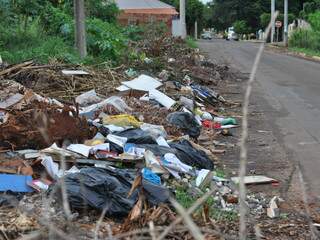 Depósito de lixo na rua dos Marimbas (Foto: Marlon Ganassin)