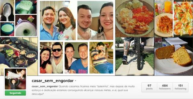 Para n&atilde;o engordar depois do casamento, marido e mulher recorrem ao Instagram 