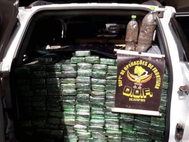 Carro roubado em SP era usado para transportar quase 800 kg de maconha
