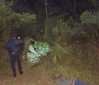 Policiais fazem buscas em mata onde dois paraguaios foram mortos (Foto: Porã News)