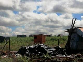 Famílias sem-terra que ocupam a fazenda da família Bumlai em Dourados (Foto: Helio de Freitas)