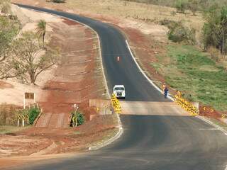 MS-436, que liga Camapuã, Figueirão e Alcinópolis, 83% da pavimentação concluída. Trecho tem 136,45 quilômetros ao todo. (Foto: Divulgação)