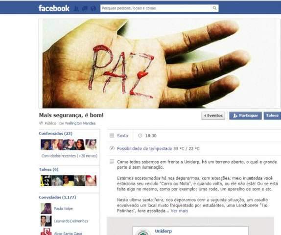 Estudantes far&atilde;o mobiliza&ccedil;&atilde;o contra viol&ecirc;ncia na regi&atilde;o da Uniderp 