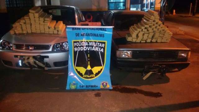 Tr&ecirc;s homens s&atilde;o presos com 130kg de maconha na MS-276