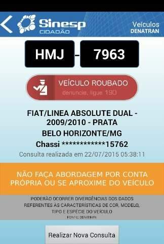 PRF recupera ve&iacute;culo furtado e clonado em Minas Gerais