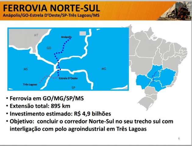 Governo anuncia R$ 4,9 bilh&otilde;es para constru&ccedil;&atilde;o de ferrovia em MS