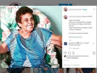 A neta usou o Instagram para se despedir de Anaisa Huga Bastos e usou uma foto da avó sentada, sorrindo para lembrar da sua alegria (Foto: Reprodução)