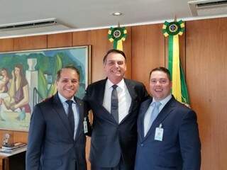 Deputado Coronel David (PSL) ao lado do presidente Jair Bolsonaro (PSL) e de Rodofo Nogueira (Foto: Divulgação)