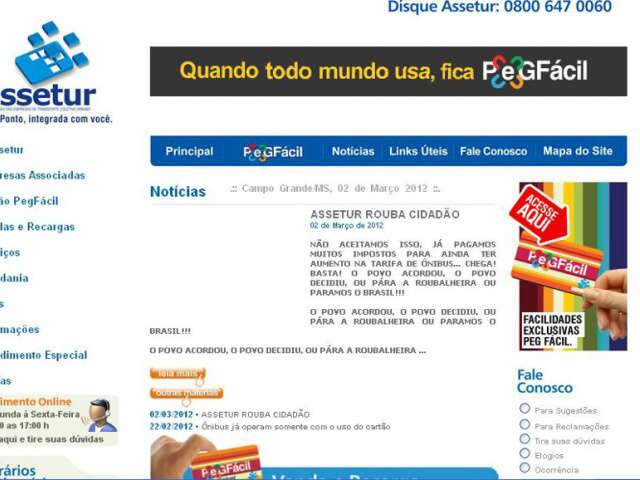  Invasores entram no site da Assetur e deixam mensagem de protesto