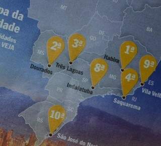 Dourados e Três Lagoas estão entre as três cidades do interior com os melhores empregos do país (Foto: Reprodução Revista Veja)
