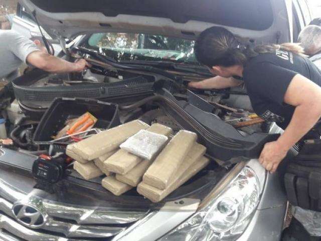 C&atilde;es farejadores encontram maconha e haxixe sob painel de carro de luxo