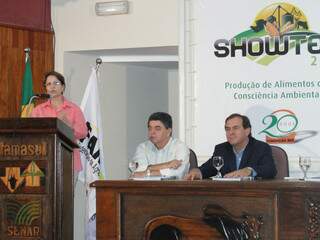 Secretária Tereza Cristina falou sobre o problema das terras durante lançamento da Showtec 2012(Foto: Wendell Reis)