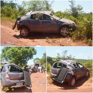 Capotamento deixa tia e sobrinhos feridos em estrada vicinal de Coxim