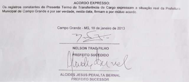 Documento desmente Bernal sobre d&eacute;ficit de R$ 300 mil na Prefeitura