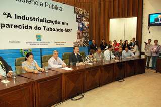 Mesa que coordenou audiência sobre industrialização de Aparecida do Taboado. (Foto: Divulgação)