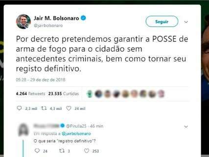 Decreto irá liberar posse de arma para quem não tem ficha, diz Bolsonaro