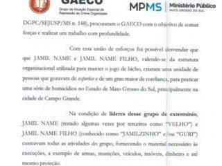 Trecho do pedido de prisão feito pelo Gaeco para suspeitos de integrar organização criminosa. (Foto: Reprodução do processo)