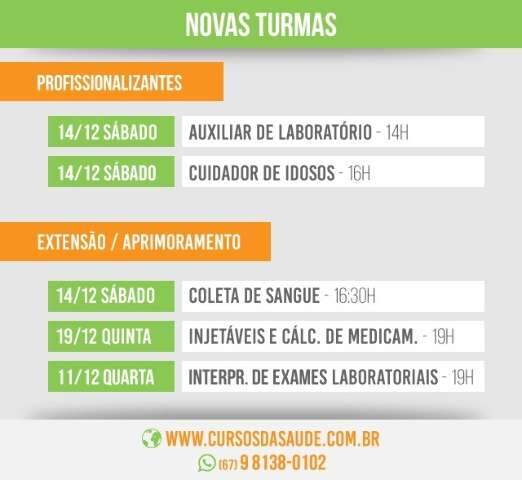 Cursos em dezembro: Auxiliar de laboratório de cuidador de idosos