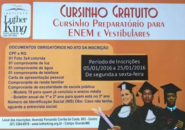 Instituto abre inscri&ccedil;&otilde;es para cursinho a candidatos de baixa renda