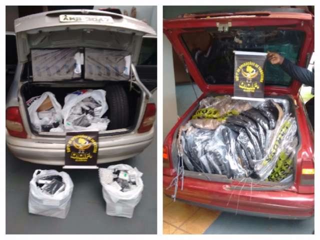 DOF apreende dois carros lotados com produtos de contrabando