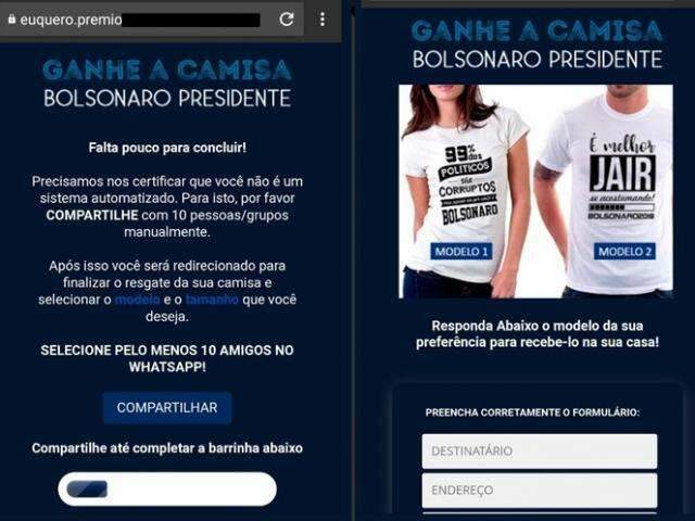 Golpe usa mensagem no WhatsApp prometendo camiseta de Jair Bolsonaro