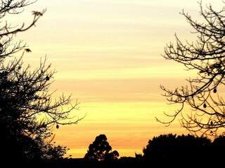Dia amanhecendo na capital sul-mato-grossense com muitas nuvens no céu  (Foto: Saul Schramm)