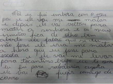 Menina de 14 anos foge com namorado e deixa bilhete acusando o pai 