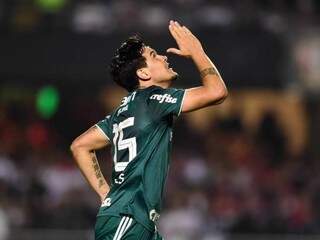 Gustavo Gómez comemorando o seu gol na partida. (Foto: Fernando Dantas/GazetaPress) 