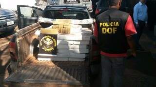 Saveiro lotada de maconha apreendida hoje pelo DOF (Foto: Divulgação)