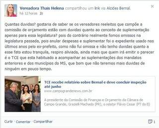 Thaís Helena crítica &quot;amigos de Câmara&quot;, defende Bernal e acusa Nelsinho (Foto: Divulgação)