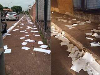 Papelada foi lançada em trecho de 300 metros da Avenida Ernesto Geisel e foi recolhida pela PF; OAB vai apurar responsabilidades no descarte de documentos. (Fotos: Direto das Ruas)