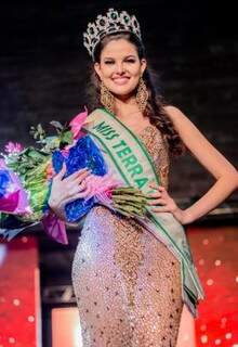 A representante de Corumbá, Jéssica Barbosa levou o título de Miss Terra MS (Foto: Ana Carolina Santiago)