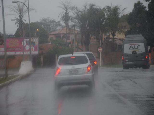 Anunciada desde cedo, chuva j&aacute; provocou queda de &aacute;rvore em avenida