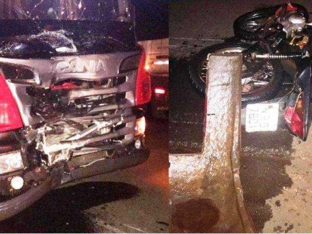 Colis&atilde;o entre moto e carreta mata duas pessoas na MS-134