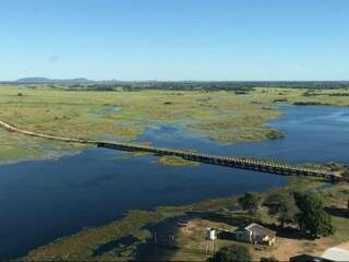 Mesmo com a cheia, estrada garante circulação de veículos e gado da região mais isolada do Pantanal. (foto divulgação)
