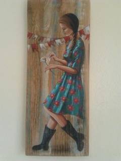 Menina da roça, trabalho da série de Hyali em madeira. (Foto: Arquivo Pessoal)