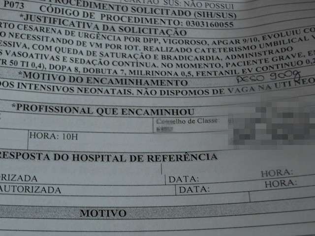 Beb&ecirc; morre tr&ecirc;s dias ap&oacute;s nascimento por falta de vaga em UTI Neo Natal