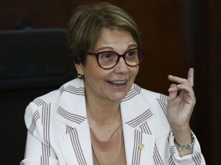 Ministra Tereza Cristina durante entrevista em Brasília (Foto: Antonio Cruz/ Agência Brasil)