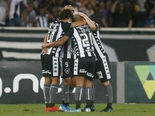 Jogadores do Botafogo comemorando a vitória desta noite. (Foto: Botafogo/FC) 