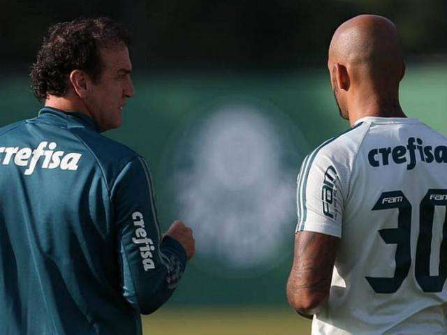 Cuca re&uacute;ne elenco do Palmeiras e afasta Felipe Melo do jogo com Ava&iacute;
