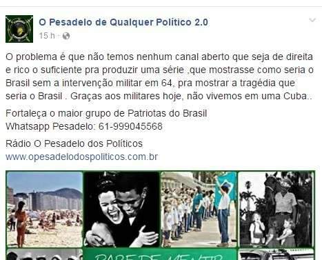 No dia do Ex&eacute;rcito, aposentados protestam a favor da interven&ccedil;&atilde;o militar
