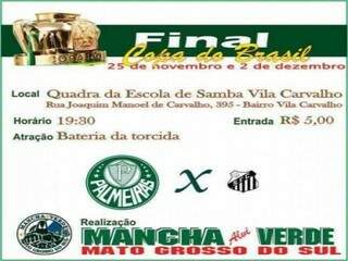 Palmeirense vão se reunir na quadra da Vila Carvalho. (Foto: Reprodução - Facebook)