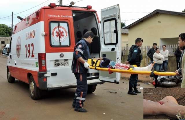 Motociclista tem fratura exposta em acidente com carro