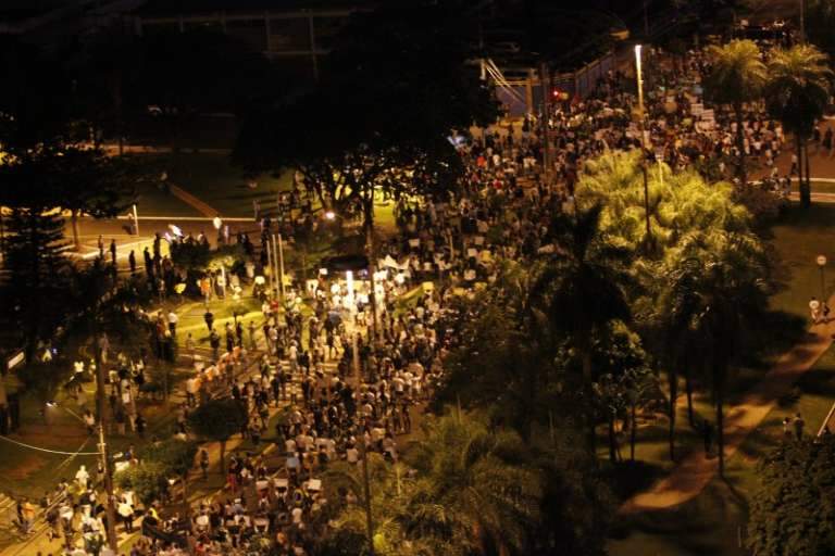Avenida Afonso Pena foi o principal trecho ocupado pela manifestação. (Foto: Cleber Gellio)