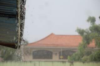 Chuva também caiu forte no Jardim dos Estados, região central da Capital. (Foto: Fernando Antunes)