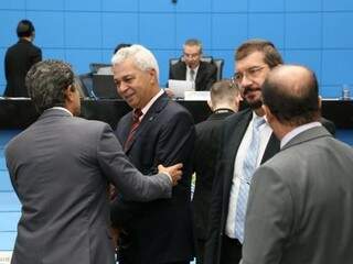 Deputados Rinaldo Modesto (PSDB), Cabo Almi (PT), Pedro Kemp (PT) e José Carlos Barbosa (DEM), durante sessão (Foto: Assessoria/ALMS)